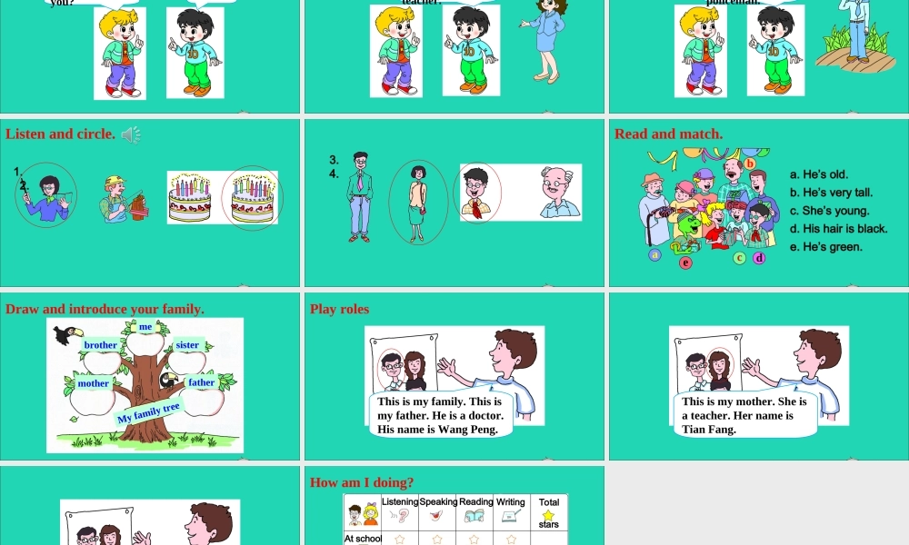 三年级英语上册 Unit 4 Family（Again Please）课件+素材 冀教版（三起）