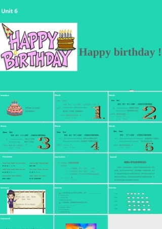 三年级英语上册 Unit 6 Happy birthday（第2课时）课件 人教PEP版-人教PEP小学三年级上册英语课件