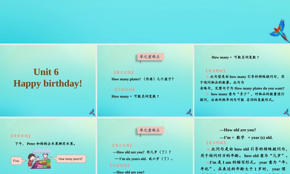 三年级英语上册 Unit 6 Happy birthday知识清单课件 人教PEP版-人教PEP小学三年级上册英语课件