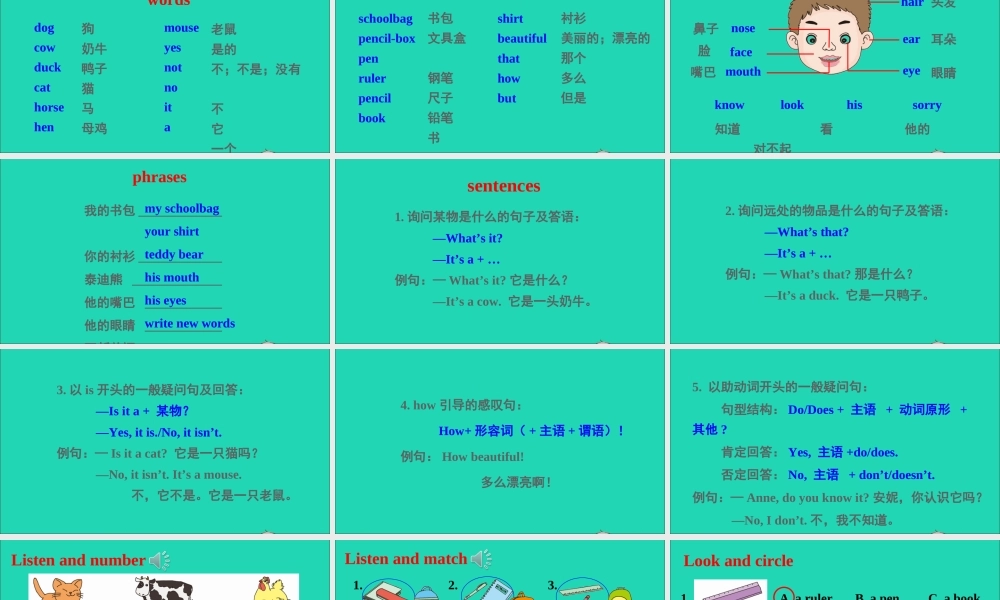 三年级英语上册 Assessment Ⅲ课件+素材 湘少版