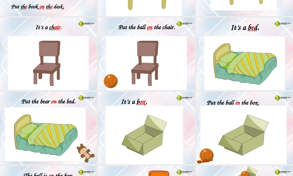 三年级英语上册 Unit 12 Put it on the desk课件 广州版