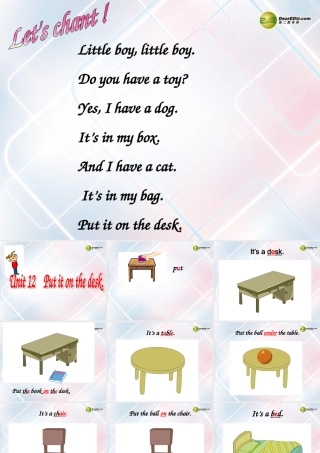 三年级英语上册 Unit 12 Put it on the desk课件 广州版