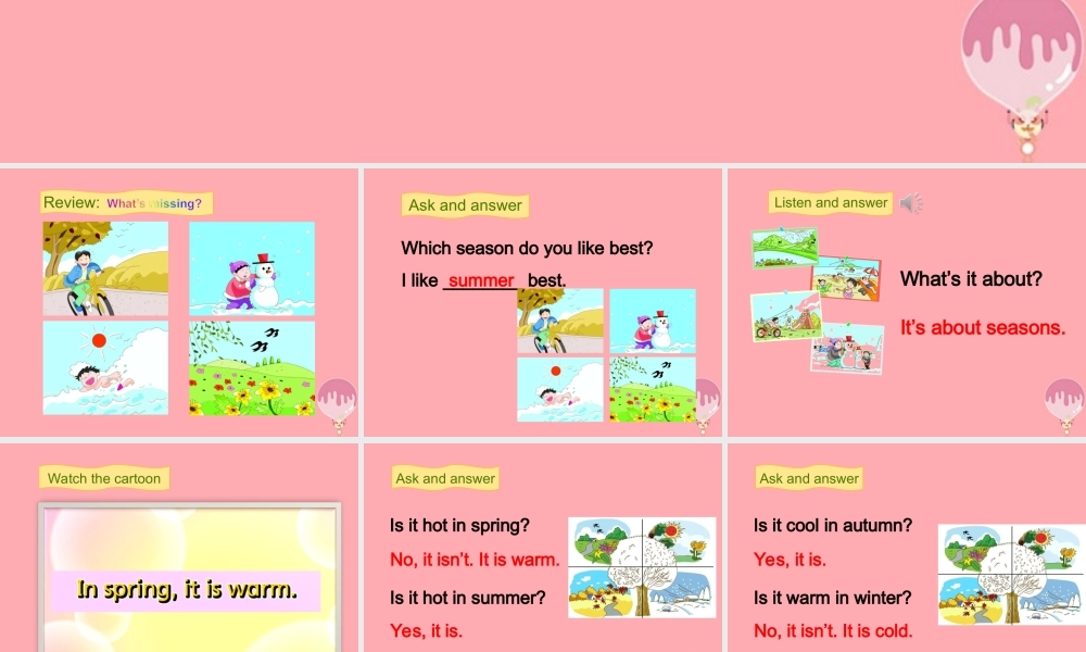 三年级英语上册 Unit 12 The four seasons（第2课时）课件 牛津上海版-牛津上海版小学三年级上册英语课件