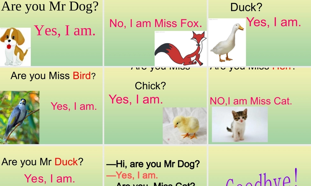 三年级英语上册 Lesson 2 Are you Mr Dog课件 科普版-人教版小学三年级上册英语课件