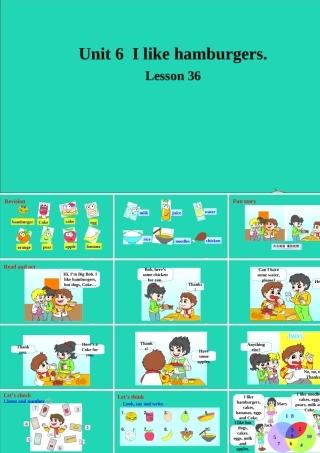 三年级英语上册 Unit 6 I like hamburgers Lesson 36课件+素材 人教精通版（三起）