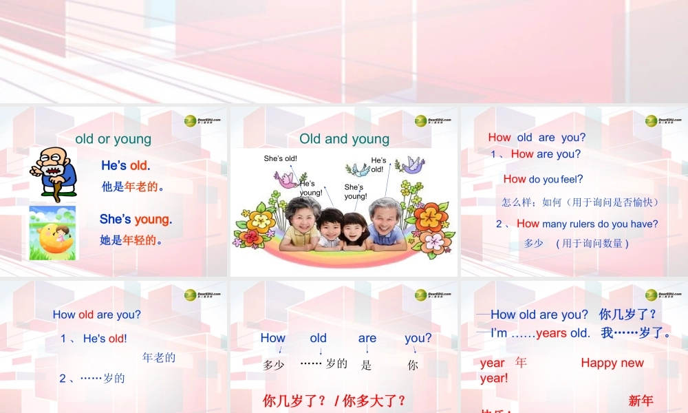 三年级英语上册 Lesson 22 How old are you课件 （新版）冀教版