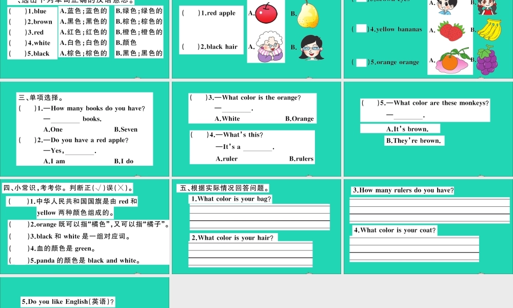 三年级英语上册 Unit 8 What color is it作业课件 陕旅版（三起）-陕旅版小学三年级上册英语课件