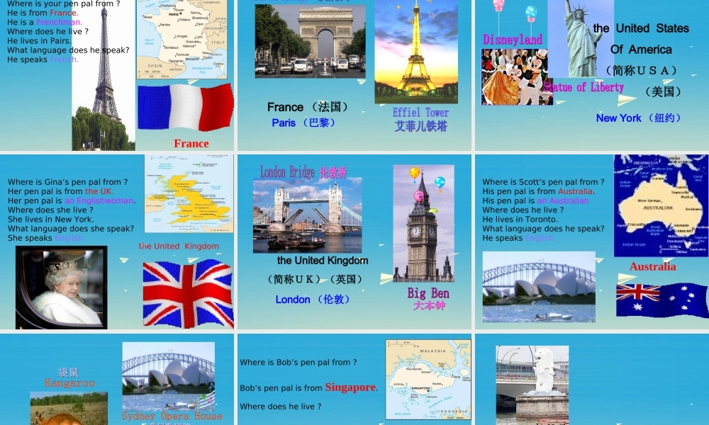 三年级英语下册 Lesson C I'm from the USA课件3 川教版（三起）-川教版小学三年级下册英语课件