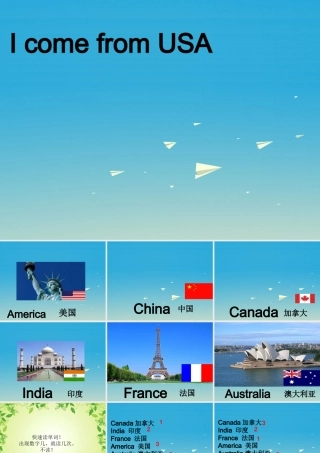 三年级英语下册 Lesson C I'm from the USA课件4 川教版（三起）-川教版小学三年级下册英语课件