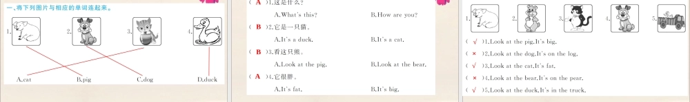 三年级英语上册 Unit 4 We love animals Part A（第2课时）习题课件 人教PEP版-人教PEP小学三年级上册英语课件