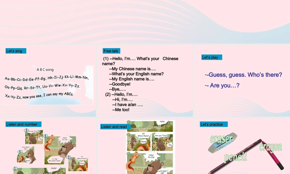 三年级英语上册 Unit1 Hello第六课时课件 人教PEP-人教PEP小学三年级上册英语课件