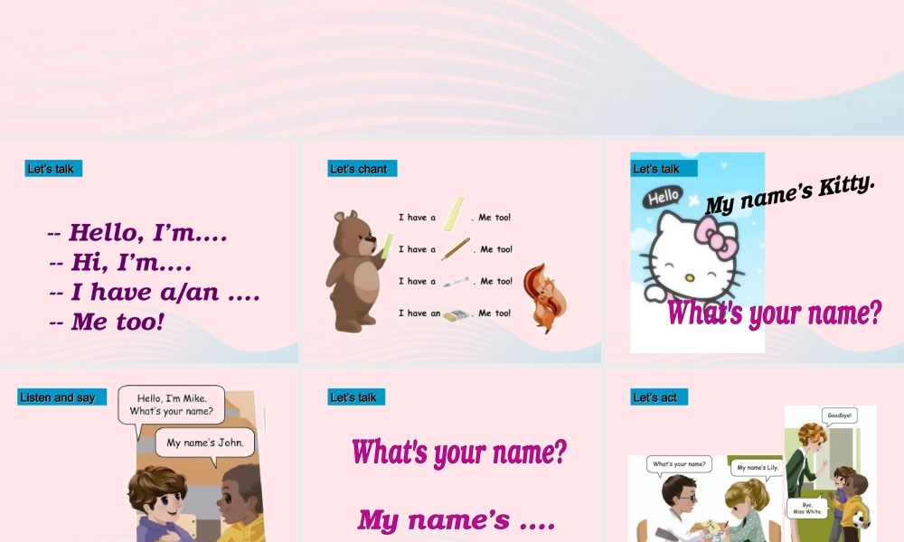 三年级英语上册 Unit1 Hello第四课时课件 人教PEP-人教PEP小学三年级上册英语课件