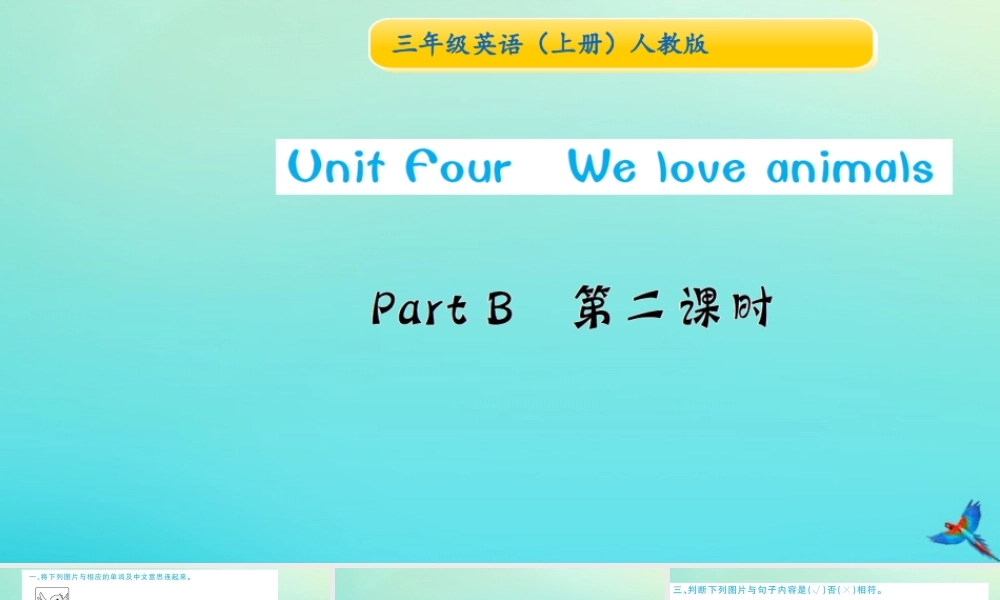三年级英语上册 Unit 4 We love animals Part B（第2课时）习题课件 人教PEP版-人教PEP小学三年级上册英语课件