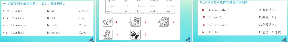 三年级英语上册 Unit 4 We love animals Part B（第3课时）习题课件 人教PEP版-人教PEP小学三年级上册英语课件