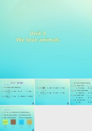 三年级英语上册 Unit 4 We love animals Part B（第6课时）练习课件 人教PEP版-人教PEP小学三年级上册英语课件