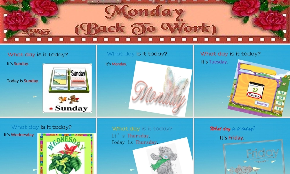 三年级英语下册 Lesson H What day is today课件1 川教版（三起）-川教版小学三年级下册英语课件