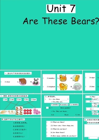三年级英语上册 Unit 7 Are these bears作业课件 陕旅版（三起）-陕旅版小学三年级上册英语课件
