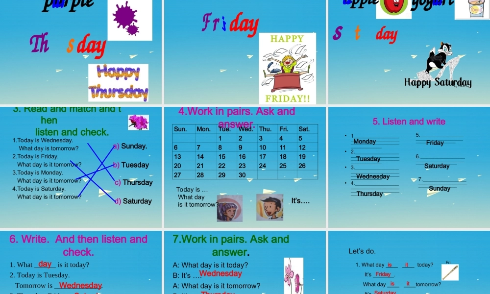 三年级英语下册 Lesson H What day is today课件6 川教版（三起）-川教版小学三年级下册英语课件