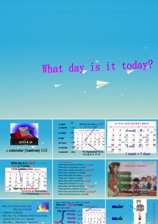 三年级英语下册 Lesson H What day is today课件6 川教版（三起）-川教版小学三年级下册英语课件