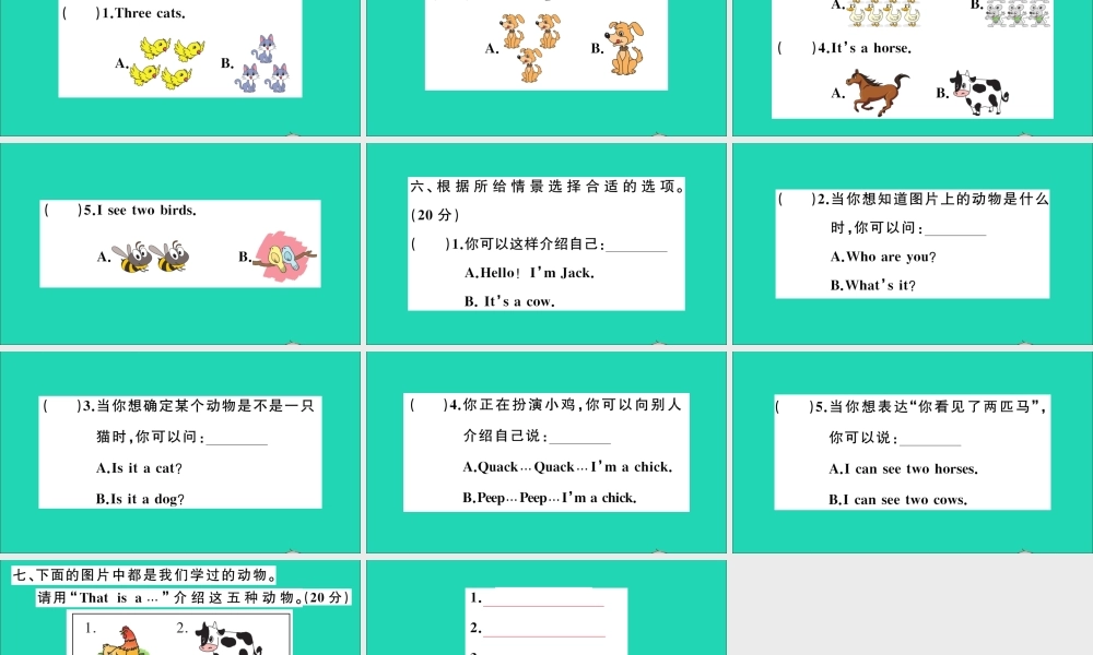 三年级英语上册 Unit 7 it's a dog检测课件+素材 湘少版