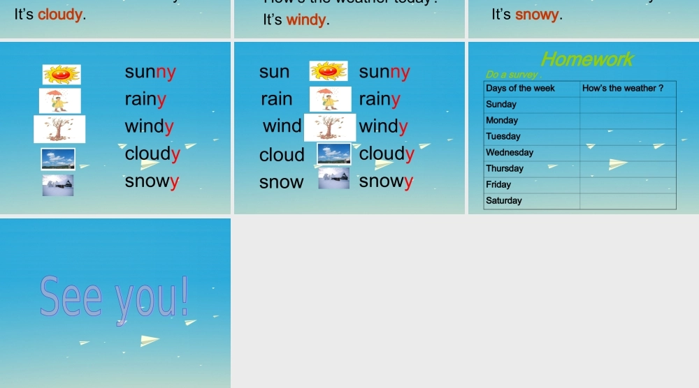 三年级英语下册 Lesson I How's the weather课件2 川教版（三起）-川教版小学三年级下册英语课件