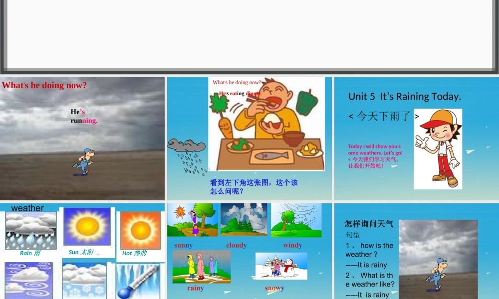 三年级英语下册 Lesson I How's the weather课件3 川教版（三起）-川教版小学三年级下册英语课件