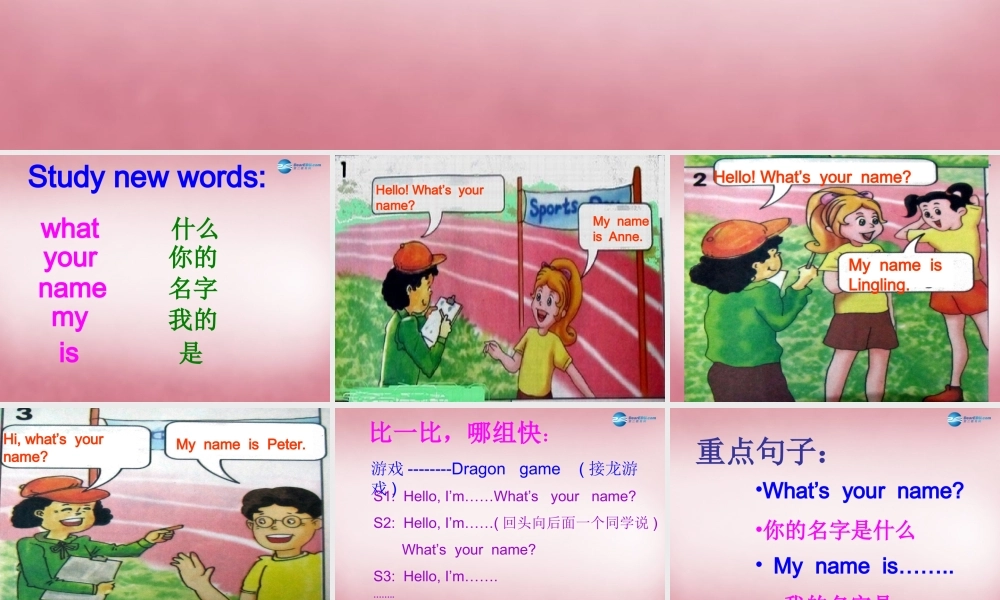 三年级英语上册 Unit3 What’s your name课件2 （新版）湘少版