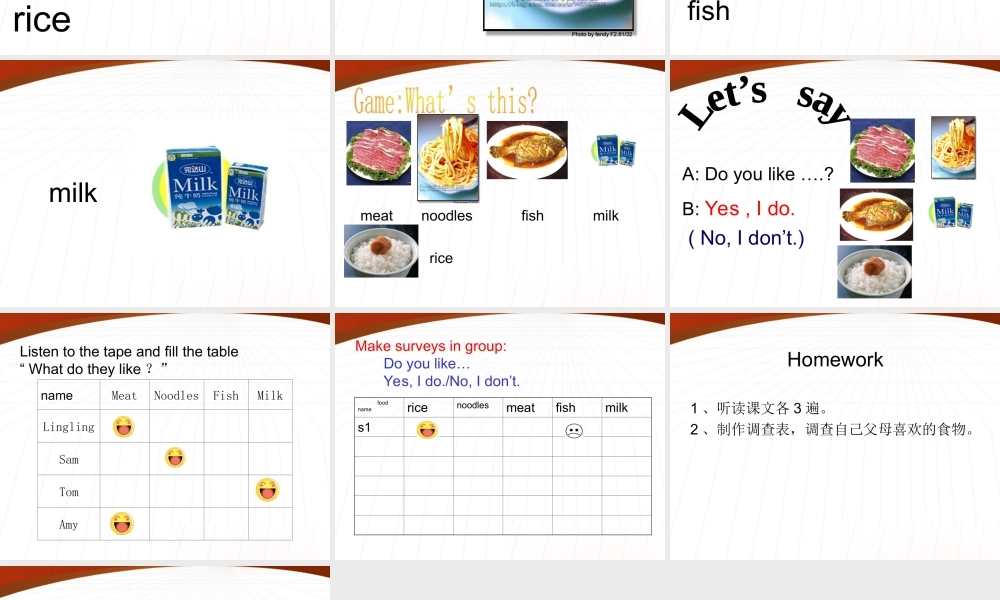 三年级英语下册 Module4 Food Unit1 Do you like meat课件 外研版（三起）