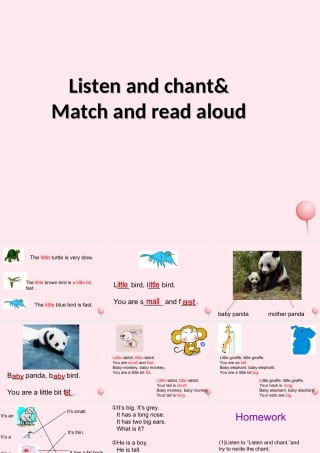 三年级英语下册 Recycle 1 Listen and chantMatch and read aloud教学课件 人教PEP-人教PEP小学三年级下册英语课件