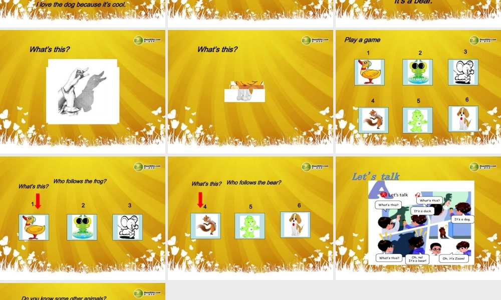 三年级英语上册 Unit4 We love animals第一课时课件 人教PEP（标准版）