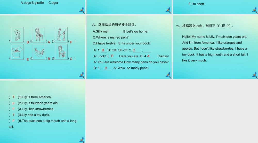 三年级英语下册 recycle 2习题课件 人教PEP版-人教PEP小学三年级下册英语课件