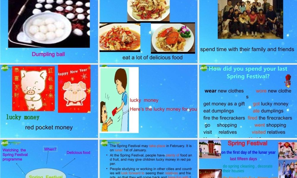 三年级英语下册 Spring festival and christmas课件 人教新起点版