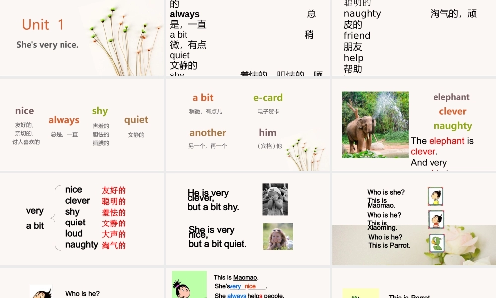 三年级英语下册 Module 1 Unit 1 She’s very nice课件3 外研版（一起）-外研版小学三年级下册英语课件