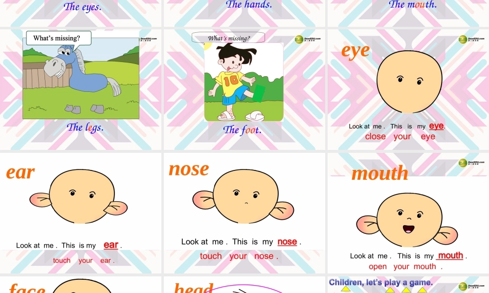 三年级英语上册 Unit6 touch your head课件 广州版