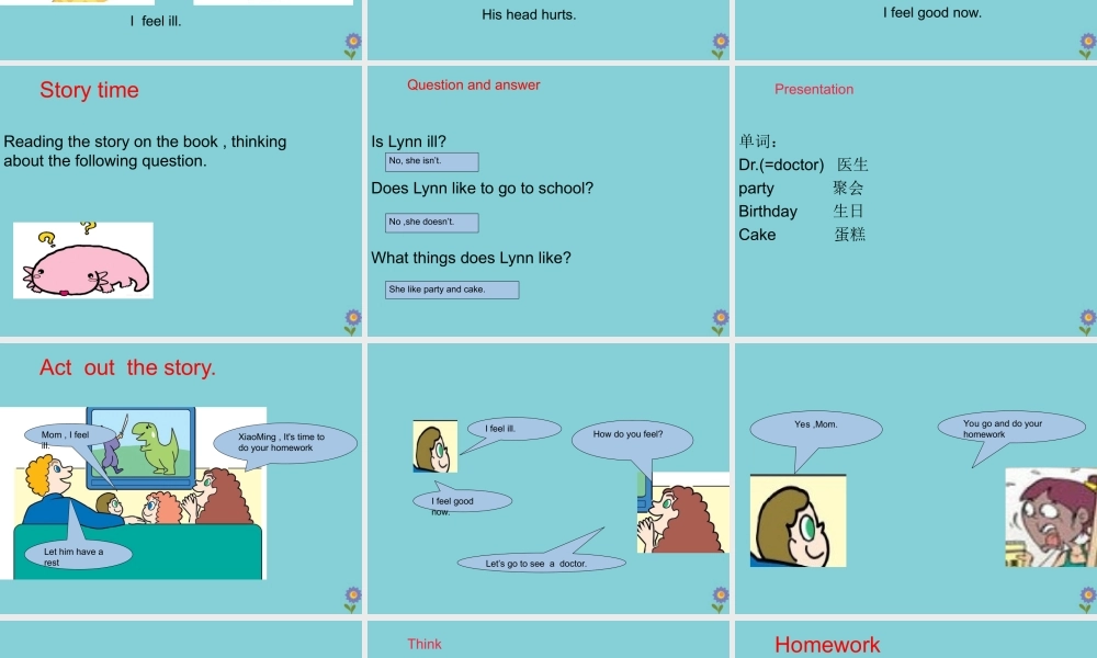 三年级英语下册 Unit 1 How do you feel Lesson 6 Lynn Sees a Doctor课件 冀教版（一起）-冀教版小学三年级下册英语课件