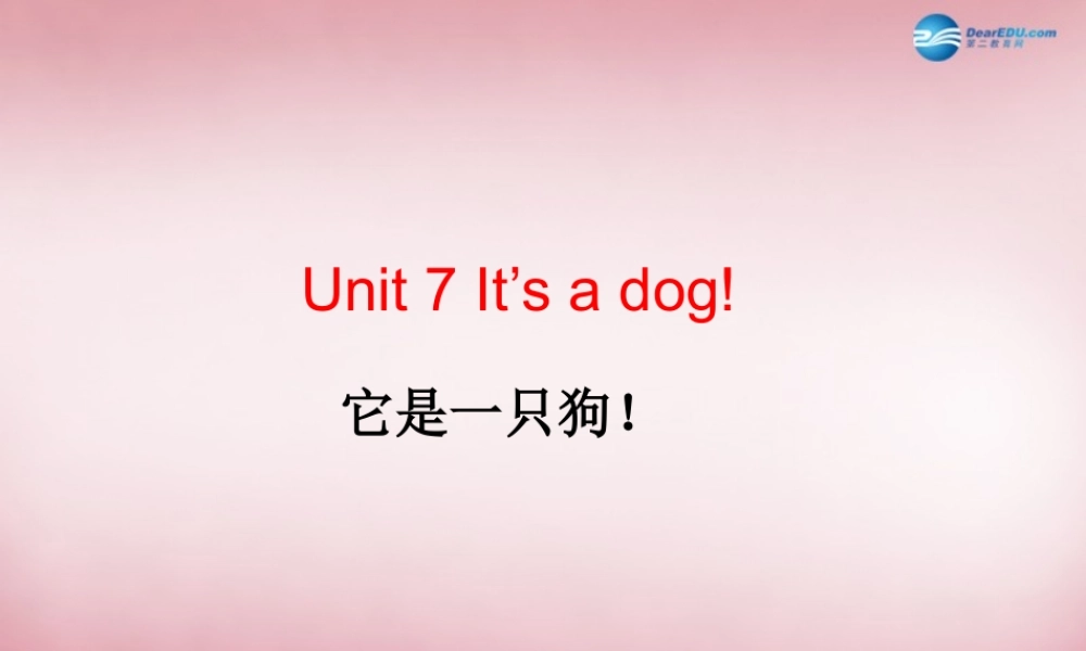 三年级英语上册 Unit7 it's a dog课件1 （新版）湘少版