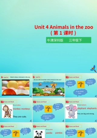 三年级英语下册 Module 2 My favourite things Unit 4 Animals in the zoo（第1课时）课件 牛津深圳版-牛津深圳版小学三年级下册英语课件