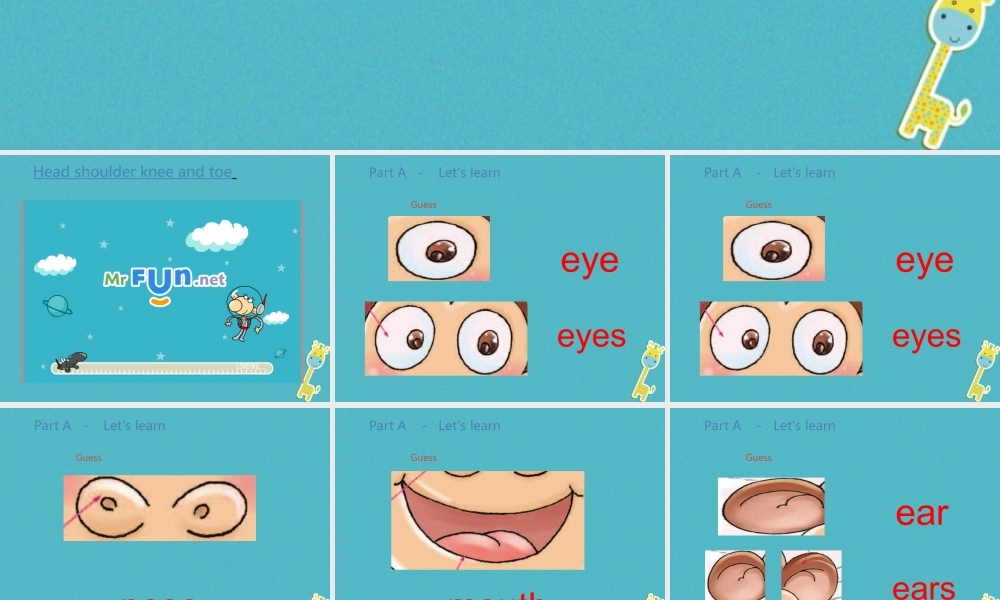 三年级英语下册 Unit 1 My Body part a课件 陕旅版-陕旅版小学三年级下册英语课件