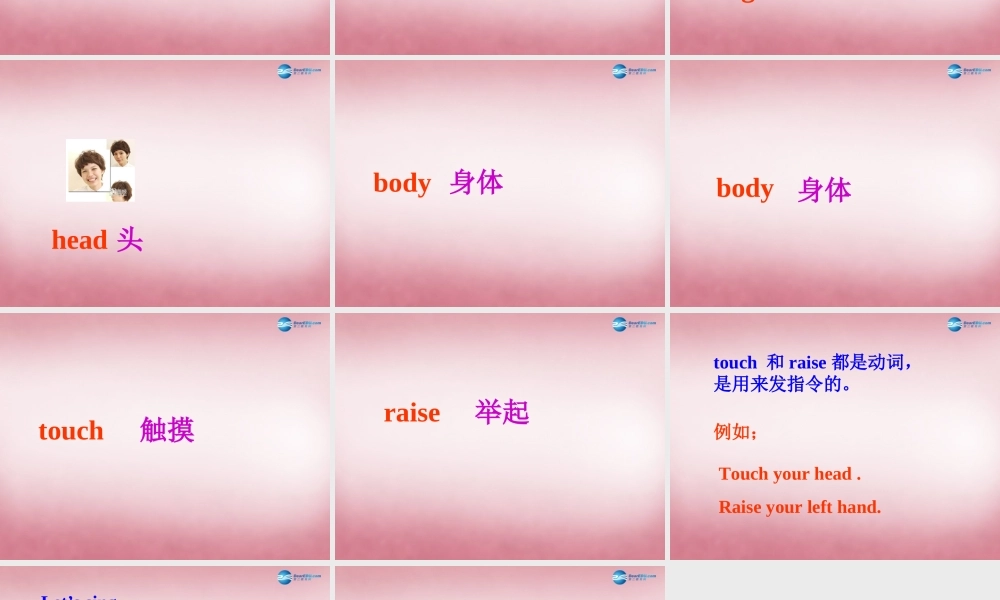 三年级英语上册 Unit10 Touch your head课件1 （新版）湘少版