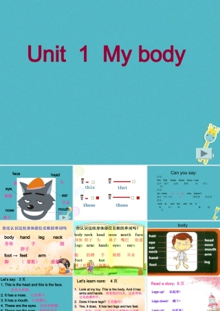 三年级英语下册 Unit 1 My Body课件1 陕旅版-陕旅版小学三年级下册英语课件