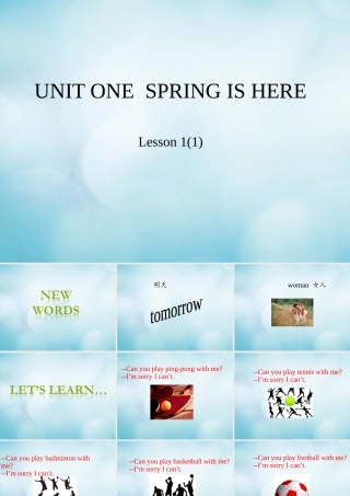 三年级英语下册 Unit 1 Spring is here Lesson 1课件 北京课改版-北京课改版小学三年级下册英语课件