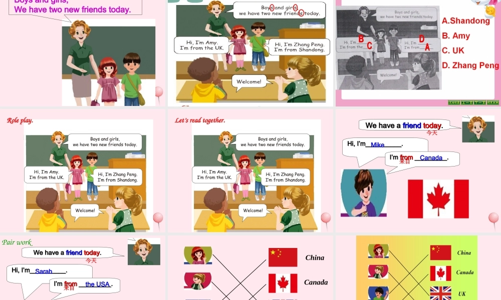 三年级英语下册 Unit 1 Welcome back to school A Let's talk教学课件 人教PEP-人教PEP小学三年级下册英语课件