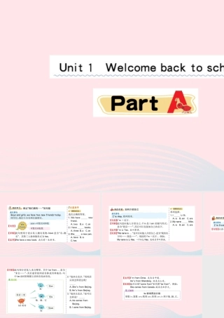 三年级英语下册 Unit 1 Welcome back to school Part A课堂课件 人教PEP版-人教PEP小学三年级下册英语课件