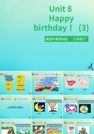 三年级英语下册 Module 3 My colourful life Unit 8 Happy birthday（第3课时）课件 牛津深圳版-牛津深圳版小学三年级下册英语课件
