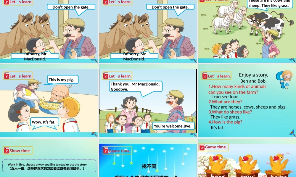 三年级英语下册 Module 3 My colourful life Unit 9 A day on the farm（第2课时）课件 牛津深圳版-牛津深圳版小学三年级下册英语课件