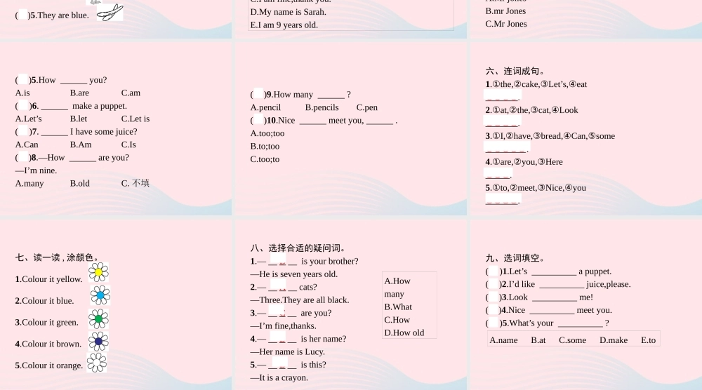 三年级英语上册 专项复习 句子专项课件 人教PEP-人教PEP小学三年级上册英语课件