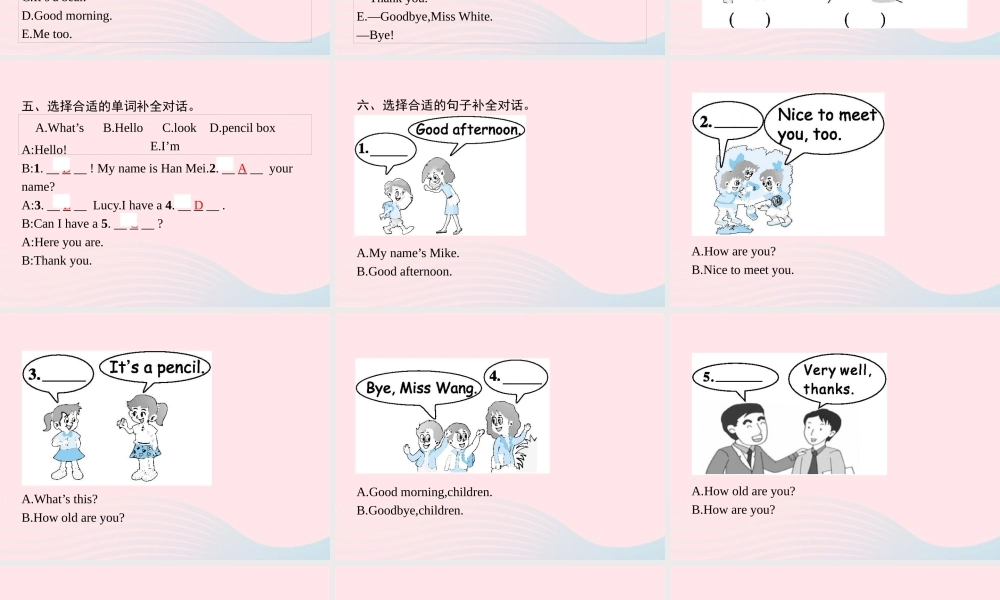 三年级英语上册 专项复习 情景交际专项课件 人教PEP-人教PEP小学三年级上册英语课件