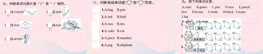 三年级英语上册 专项复习 字母与单词专项课件 人教PEP-人教PEP小学三年级上册英语课件