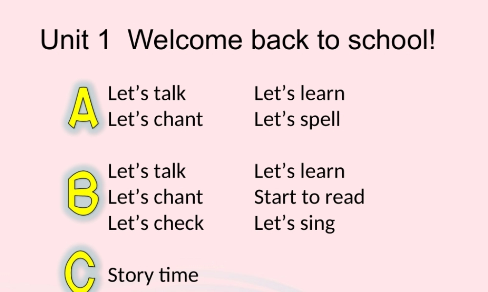 三年级英语下册 Unit 1 Welcome back to school课件