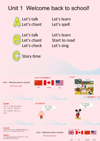 三年级英语下册 Unit 1 Welcome back to school课件